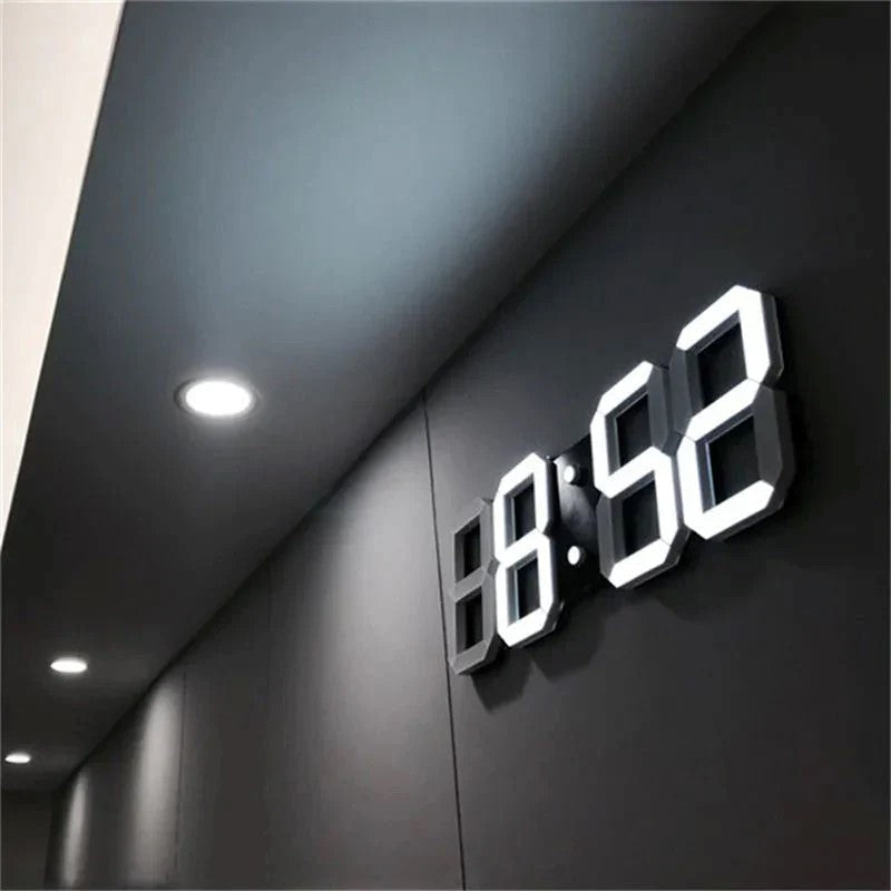 PixelTime 3D led-digitale wandklok met temperatuur, datum en alarm