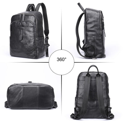 Prestige Voyager leren rugzak voor een laptop van 15,6 inch met ruim ontwerp