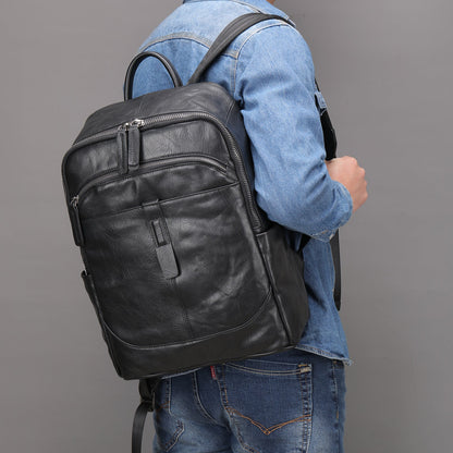 Prestige Voyager leren rugzak voor een laptop van 15,6 inch met ruim ontwerp