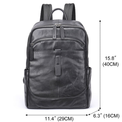 Prestige Voyager leren rugzak voor een laptop van 15,6 inch met ruim ontwerp