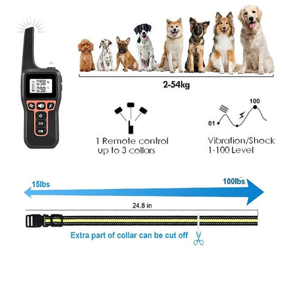 Wiederaufladbares, wasserdichtes Hundetrainingshalsband mit 1000 m Reichweite