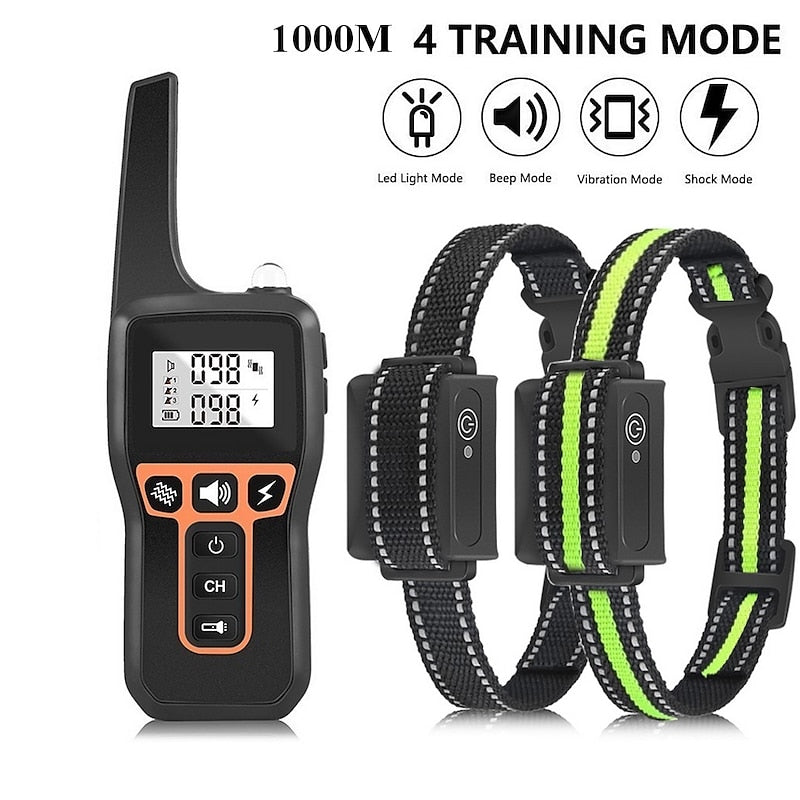 Wiederaufladbares, wasserdichtes Hundetrainingshalsband mit 1000 m Reichweite
