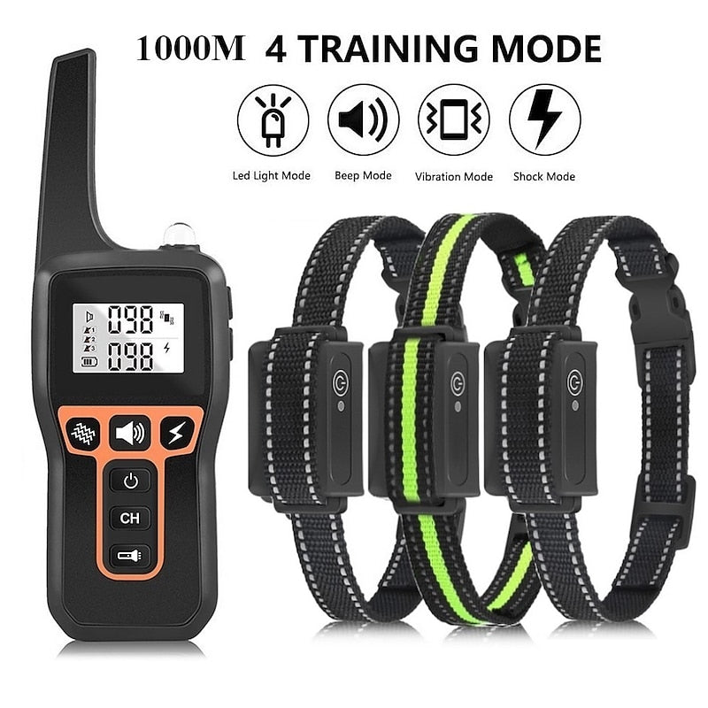 Wiederaufladbares, wasserdichtes Hundetrainingshalsband mit 1000 m Reichweite