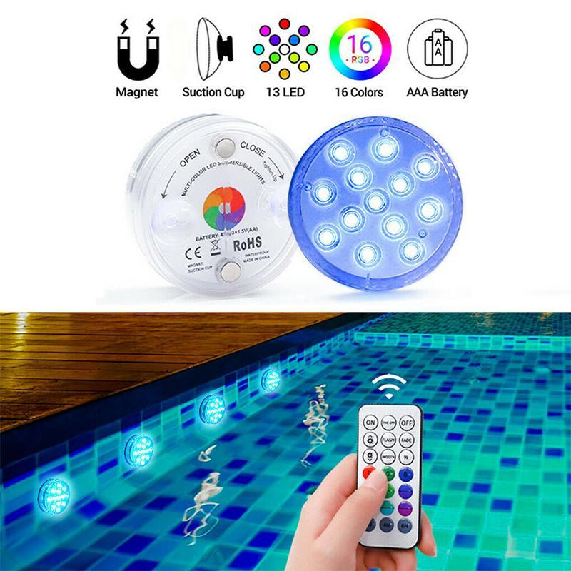 Waterdichte led-zwembadlamp met afstandsbediening, rgb-onderwaterlamp voor zwembad en spa