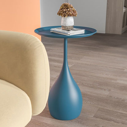 Runder Beistelltisch aus Metall mit Säulenfuß, modernem minimalistischen Design und robustem Eisen