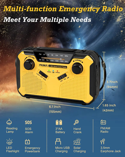 SafeSignal Notfallradio mit Taschenlampe, SOS-Alarm und Powerbank