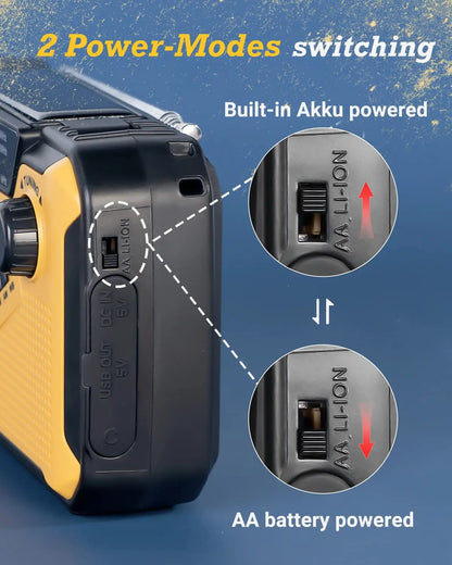 SafeSignal Notfallradio mit Taschenlampe, SOS-Alarm und Powerbank