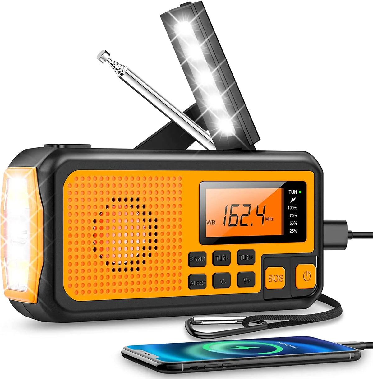 SafeSignal Notfallradio mit Taschenlampe, SOS-Alarm und Powerbank