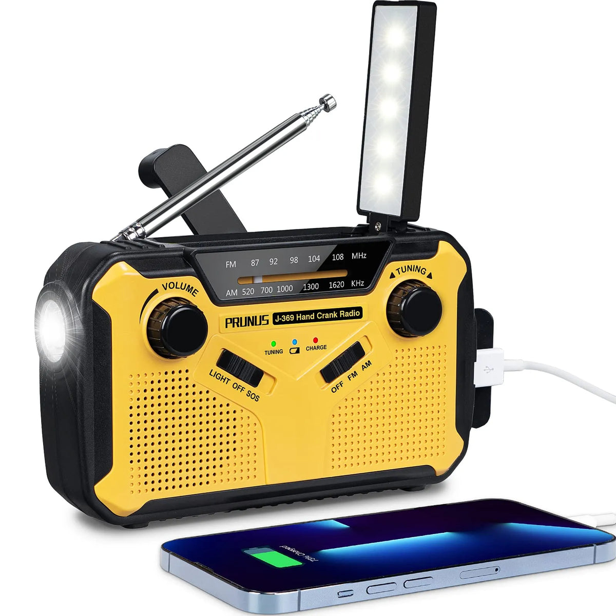 SafeSignal Notfallradio mit Taschenlampe, SOS-Alarm und Powerbank