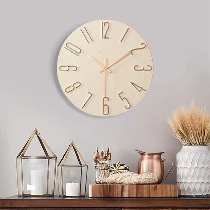 Orologio da parete scandinavo in legno, silenzioso, senza cornice e dal design minimalista