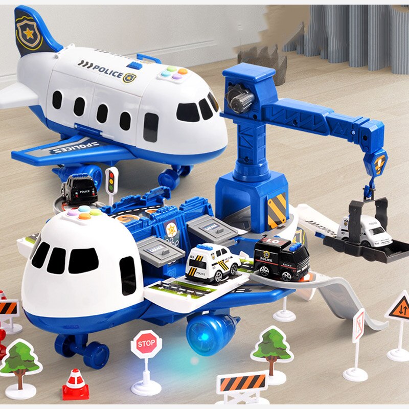 Set di giochi SkyExplorer da 20 pezzi con aereo e veicoli da costruzione