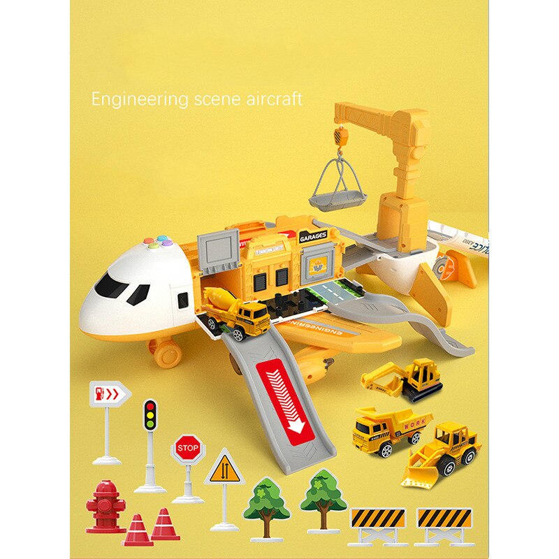 Set di giochi SkyExplorer da 20 pezzi con aereo e veicoli da costruzione