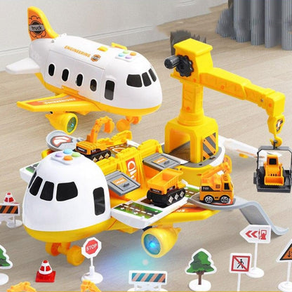 Set di giochi SkyExplorer da 20 pezzi con aereo e veicoli da costruzione