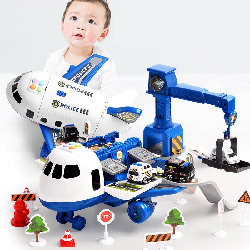 Set di giochi SkyExplorer da 20 pezzi con aereo e veicoli da costruzione