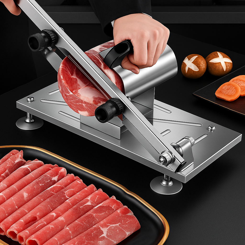 SlicePro voedselsnijder van roestvrij staal met verstelbare snijdikte