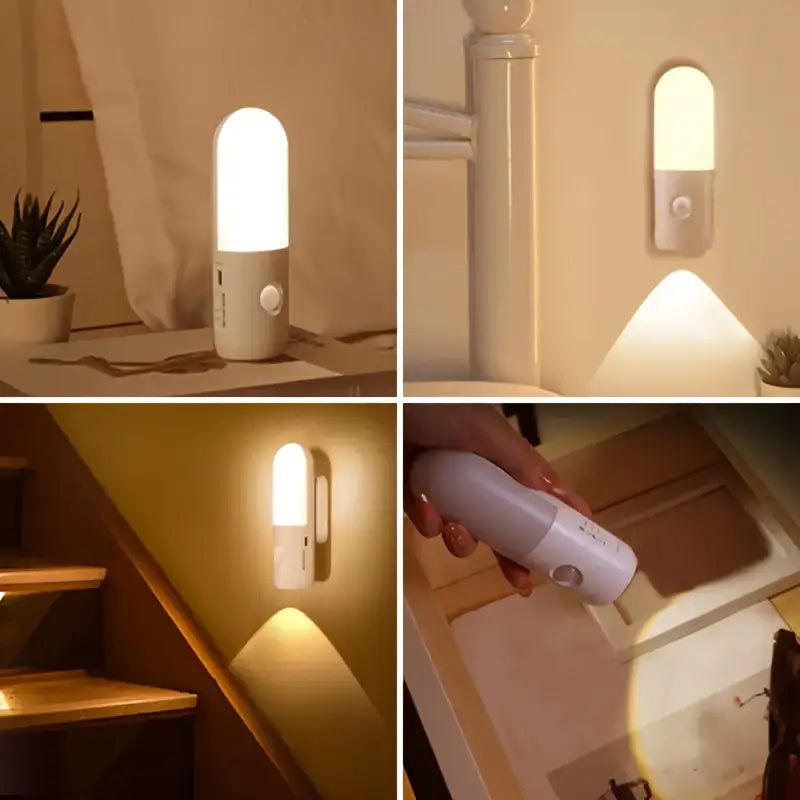Slimme nachtlamp met bewegingssensor, 3-in-1 oplaadbare wandlamp en zaklamp