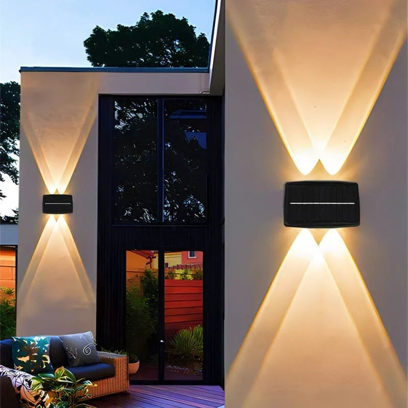 Solarbetriebene LED-Außenwandleuchte, wasserdichte, energiesparende Gartenlampe
