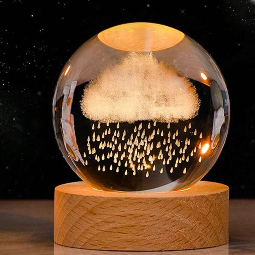 SolarSphere Modello del sistema solare in cristallo con luce LED, decorativo ed educativo