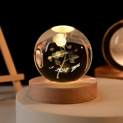 SolarSphere Modello del sistema solare in cristallo con luce LED, decorativo ed educativo