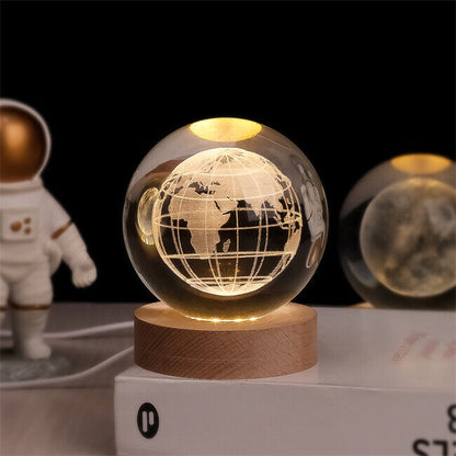 SolarSphere Modello del sistema solare in cristallo con luce LED, decorativo ed educativo