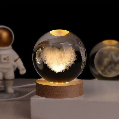 SolarSphere Modello del sistema solare in cristallo con luce LED, decorativo ed educativo