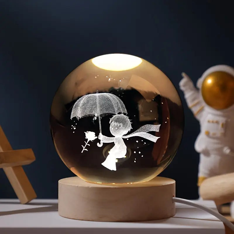 SolarSphere Modello del sistema solare in cristallo con luce LED, decorativo ed educativo