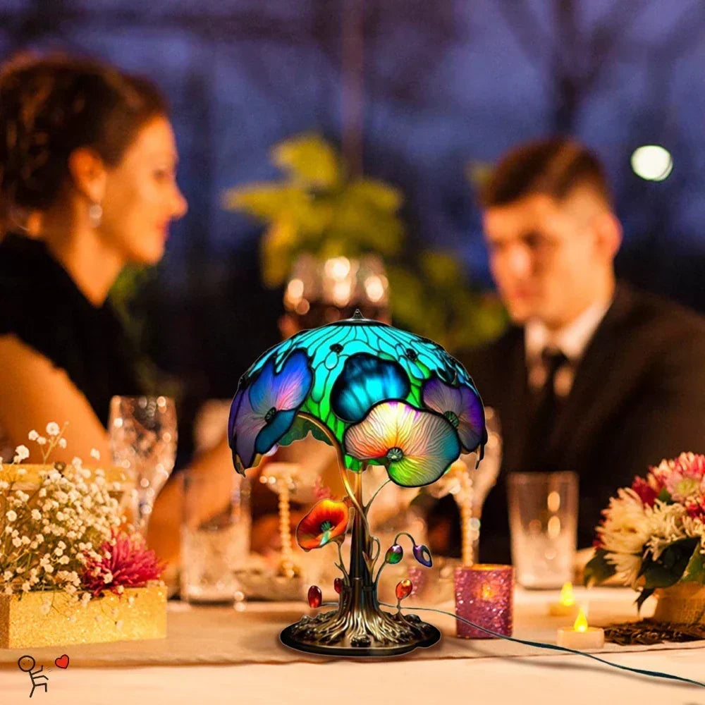 Lampada da tavolo in vetro colorato con illuminazione LED decorativa