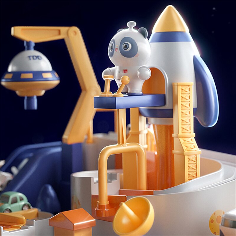 Startrack Montessori-Rennbahn, Lernspielset mit Autos für Kinder
