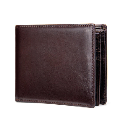Portafoglio da uomo StitchCraft in vera pelle con protezione RFID e design bifold sottile