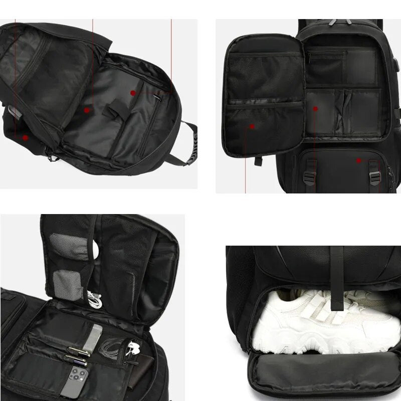 Tech Trek Pro-rugzak van 50L–80L met USB-oplaadpoort en laptopvak