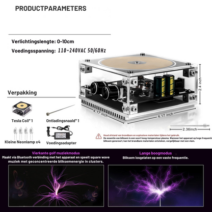 Tesla-Plasma-Musiklautsprecher mit Blitzeffekten und kabellosem Bluetooth-Sound