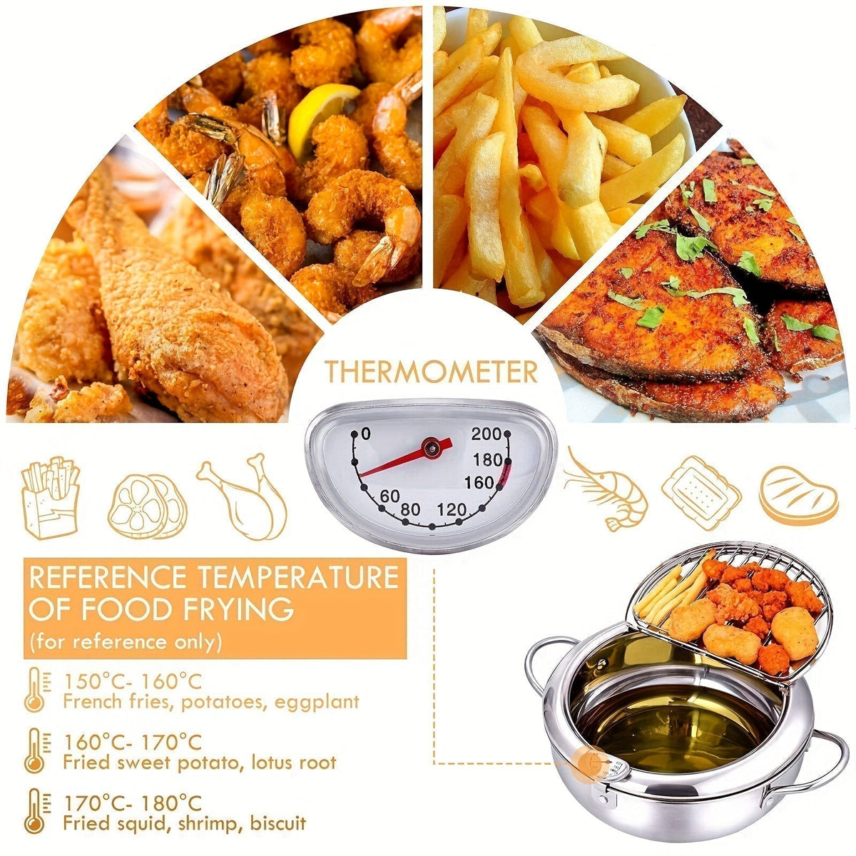 ThermaFryer-Fritteuse aus Edelstahl mit Temperaturregelung, 2.2 L