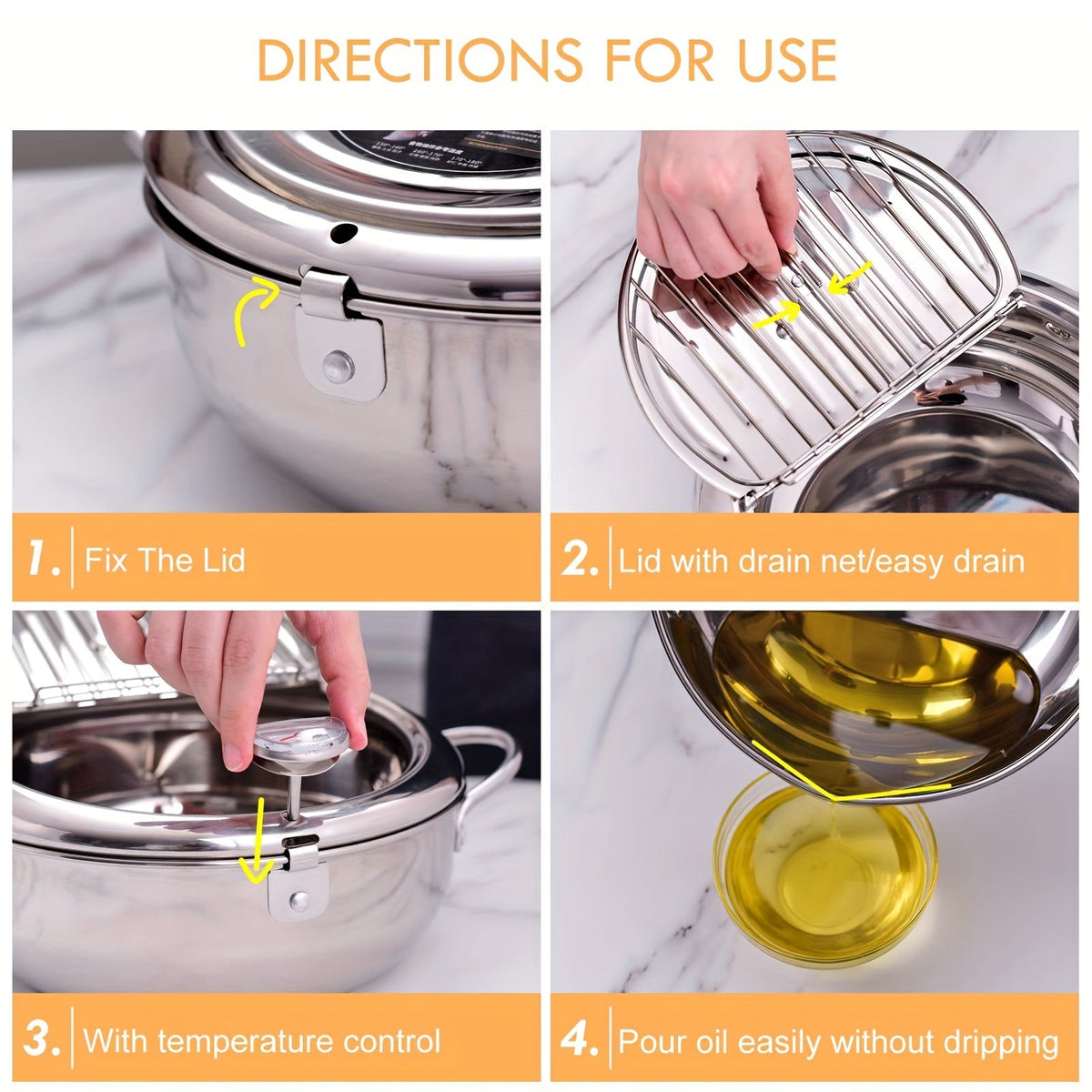 ThermaFryer-Fritteuse aus Edelstahl mit Temperaturregelung, 2.2 L