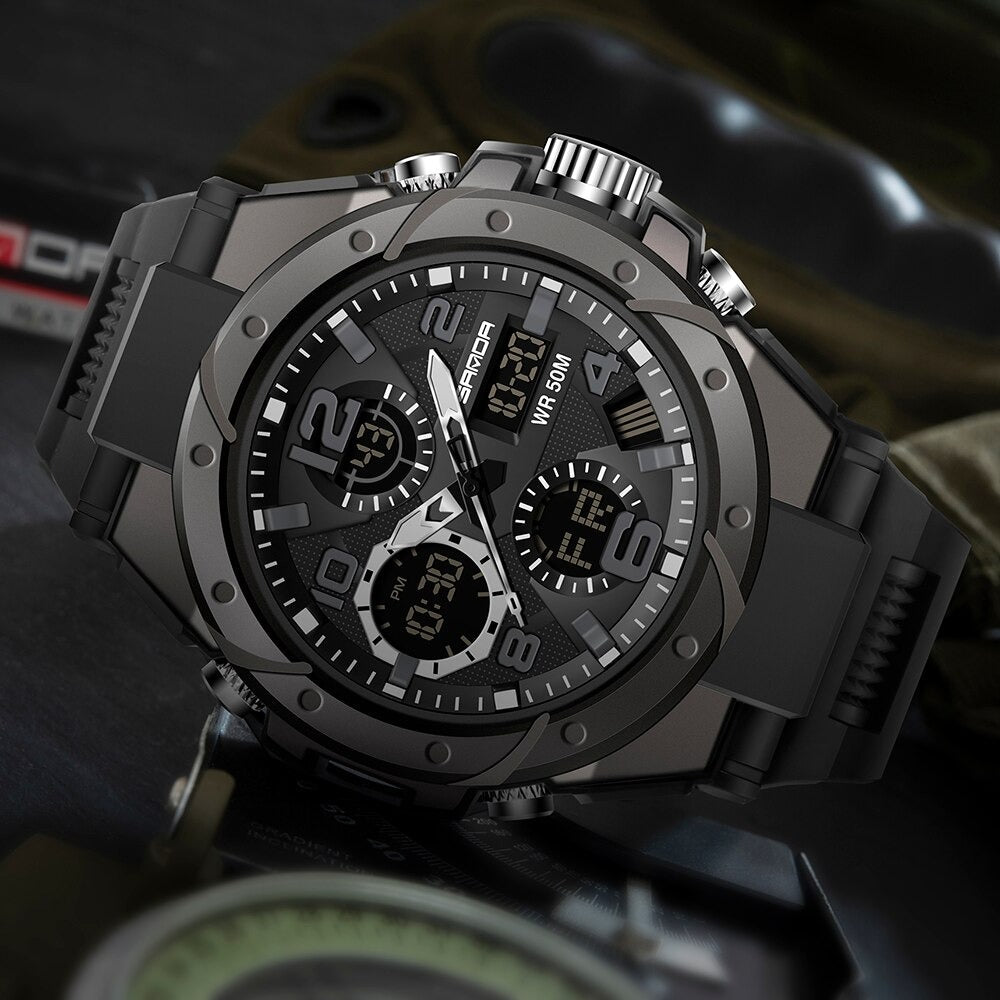 TitanGuard militair horloge voor heren met analoog en digitaal display