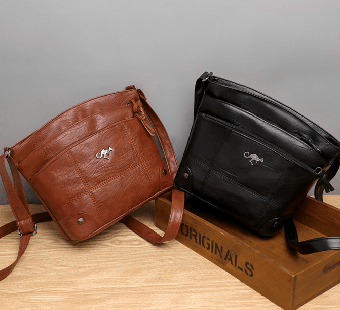 Borsa a spalla vintage Toli in pelle, spaziosa e ben organizzata