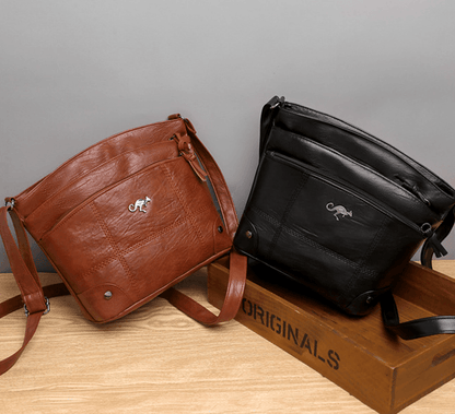 Borsa a spalla vintage Toli in pelle, spaziosa e ben organizzata