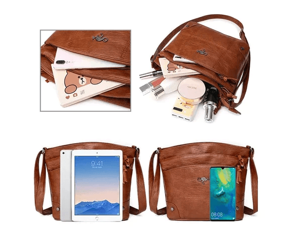 Borsa a spalla vintage Toli in pelle, spaziosa e ben organizzata