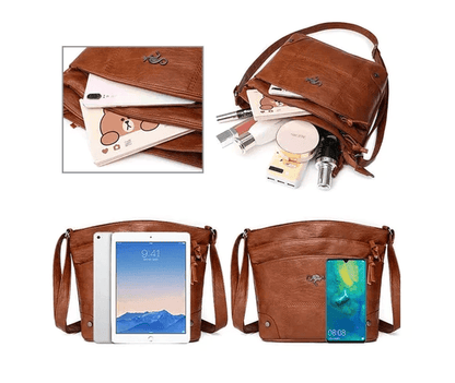 Borsa a spalla vintage Toli in pelle, spaziosa e ben organizzata