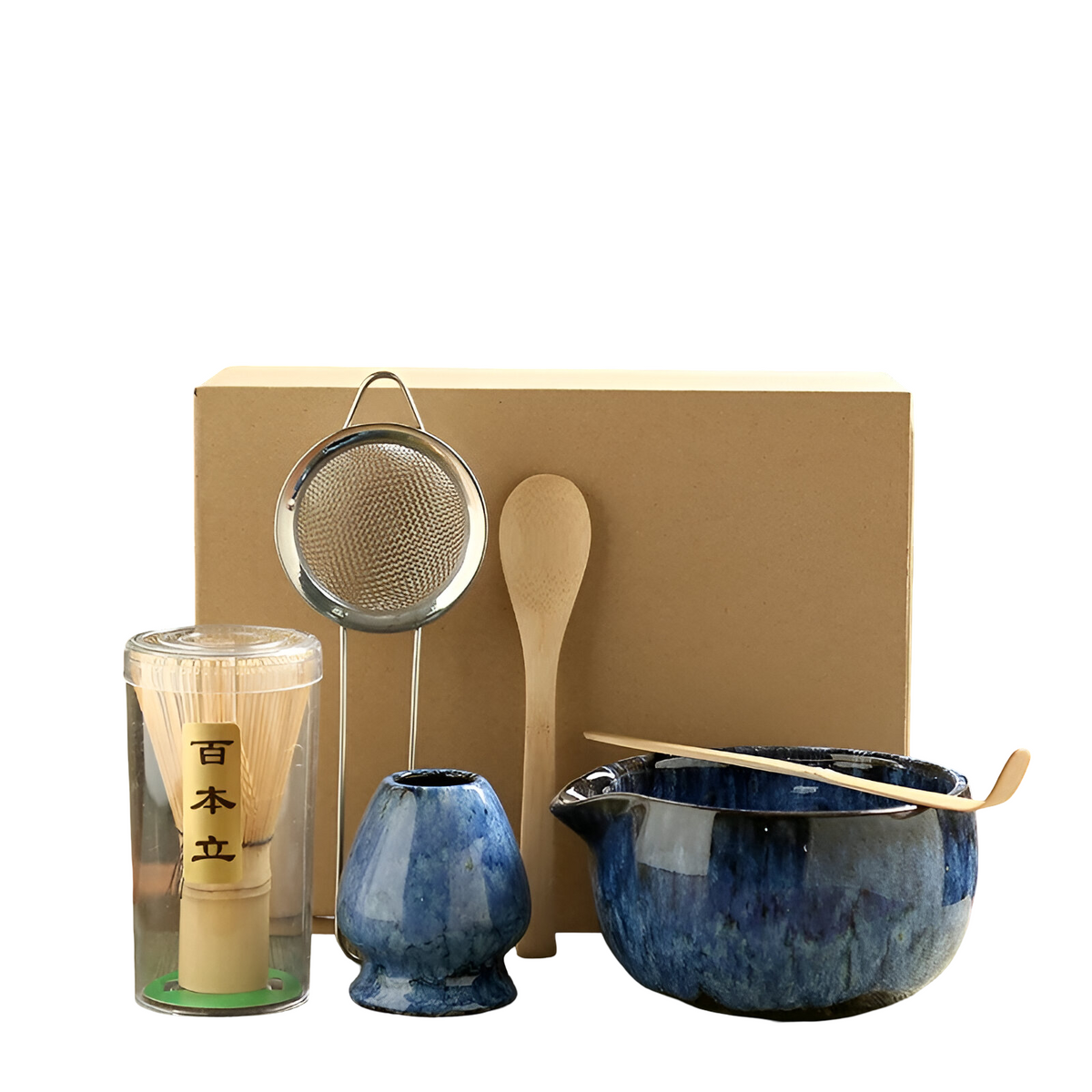 Set da tè matcha tradizionale da 6 pezzi in bambù e ceramica