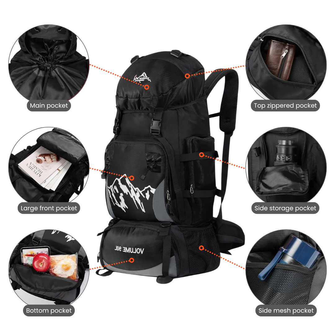 Wasserdichter 90L-Outdoor-Rucksack – groß, strapazierfähig und geräumig