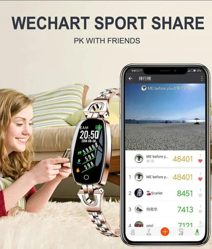 Wasserdichter Fitness-Tracker als Smart-Armband für Frauen mit Pulsmessung und Aktivitätsüberwachung