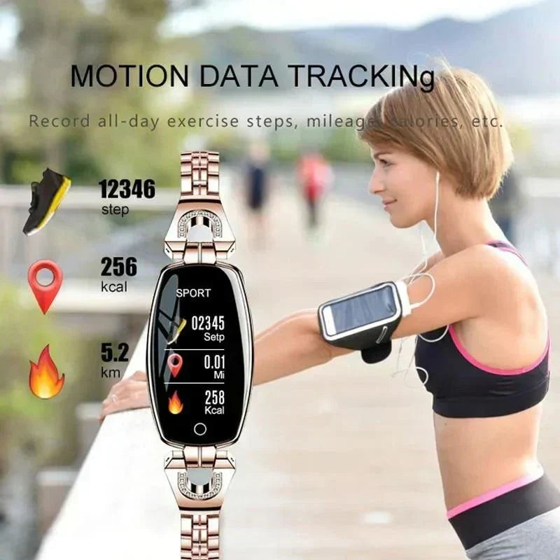 Wasserdichter Fitness-Tracker als Smart-Armband für Frauen mit Pulsmessung und Aktivitätsüberwachung