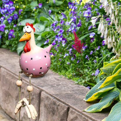 Whimsy Hanehavestatue med Store Øjne og Vejrbestandigt Design