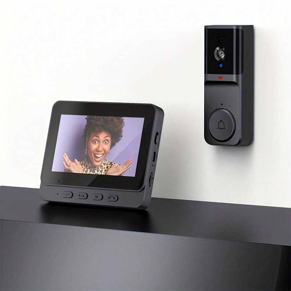 Kabellose HD-Türklingelkamera mit 4,3" IPS-Bildschirm und wiederaufladbarem Akku